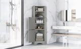 ZUN Tall Bathroom Corner Cabinet, Freestanding Storage Cabinet with Doors and Adjustable Shelves, MDF 45790350