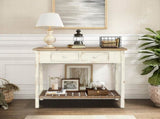 Vintage Two - Drawer Console Table with Open Shelf, Distressed Finish for Entryway & Living Room W2295P366795