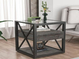 Set of 2 Modern End Table with Drawer - Nightstand for Bedroom Living Room, Rustic Wood Grain MDF W241P246927