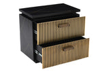 ZUN Allure Modern Style 2-Drawer Nightstand Made With Mango Wood and Finished with Brass Metal B009128310