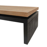 Black and Natural Wood Living Room Table Versatile Coffee Table 2-Tiered Wood Tabletop Table 47.6" L W2729P198992