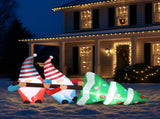 7 FT Lighted Christmas Inflatable Decoration, Inflatable Gnomes Pulling Christmas Tree, Funny Blow 89853445