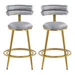 ZUN 27.65'' Modern Counter Stools Set of 2,Dark gray velvet Counter Stools with iron Frame,Soft back and N780P194940G