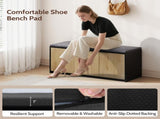 Vividwood 2-Tier Shoe Storage Bench with 3 Doors & Adjustable Shelf, Removable Padded Seat Cushion, T5618P505963