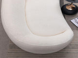 93.31" Minimalist Curved Sofa, 3 Seater, White Boucle Fleece Upholstered Sofa, Tight Curved Back W2664P240137