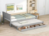 Twin Size Platform Bed with Trundle and Drawers, Gray WF298815AAE