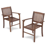 ZUN Acacia Wood Patio Dining Chair Set of 2, Solid Wood Indoor Outdoor Comfortable Seat Brown, Modern W2640P207939