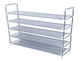 Simple Assembly 5 Tiers Non-woven Fabric Shoe Rack with Handle Gray 64754250