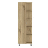 Urano Mirror Linen Cabinet, Four Interior Shelves, Five External Shelves -Light Oak B07091989