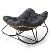 Oversized Rattan Papasan Chair, Outdoor Steel Wicker Rocking Seating with Thick Padded Cushion for 04284063