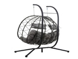 2 Persons Egg Chair with Stand Indoor Outdoor Swing Chair Patio Wicker Hanging Egg Chair Hanging 25521963