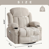 Swinging recliner massage heated sofa, with USB and 2 cup holders in side pockets, W1807P298192