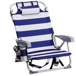 ZUN 63*65*82cm Short Oxford Cloth Silver White Aluminum Tube Bearing 100kg Beach Chair Blue Stripes 50527506