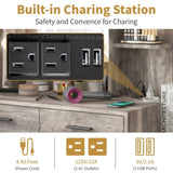 Large Makeup Vanity with Lights, Vanity Table with Charging Station, Vanity Desk with Mirror and 10 58924769