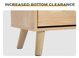 Rattan-covered shoe cabinet with 1 drawer and 2 flip-top drawers, made of particleboard, 60958170