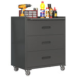 ZUN Heavy-Duty Metal Storage Cabinet with Wheels - 3 Drawer Tool Cabinet for Garage, Office, and Home T2398P242683