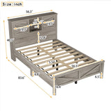 Farmhouse Platform Bed with Double Sliding Barn Door, Full Size Rustic Wood Bed with
Charging WF317943AAG
