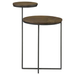 ZUN Natural and Gunmetal 2-Tier Accent Table B062P153886