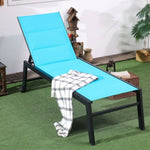 ZUN Outdoor Chaise Lounge with Wheels, Five Position Recliner for Sunbathing, Suntanning, Steel Frame, W2225142465