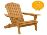 Folding Wooden Adirondack Lounger Chair with Natural Finish 91080589