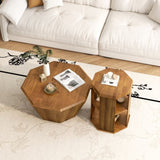 31.5 "Octagonal Natural Rubber wood Set Two Coffee Table, Coffee Table, Living Room Bedroom W757P203143