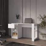 ZUN Sun City Computer Desk with a Drawer and Open Storage, White B128P263729