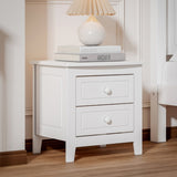 2-Drawer Nightstand for Bedroom, Mid Century Retro Bedside Table with Classic Design,White WF308187AAK