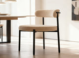 Medieval modern dining chair set, 4 pieces, round seat cushions, black metal legs, curved back 45820409