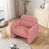 Stylish and Minimalist Teddy Fleece Single Sofa Chair with Arms and Pillow, Armchair, Accent Chair W1716P196472
