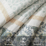 9 Piece Cotton Percale Comforter Set Aqua Queen B03596964