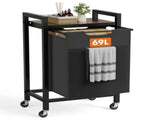 Laundry Hamper with 1 Pull-Out Removable Sorter Bags, Movable Wheels, Freestanding Clothes Basket 35109375