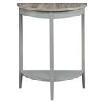 ZUN Grey Oak and Grey Half Moon Console Table with Bottom Shelf B062P181397