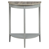 ZUN Grey Oak and Grey Half Moon Console Table with Bottom Shelf B062P181397