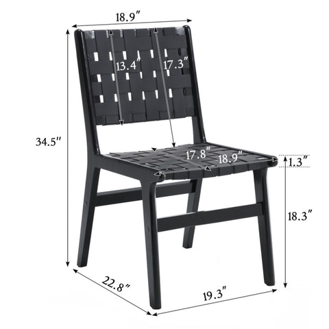 ZUN Hengming saddle leather woven dining chair, solid wood legs, suitable for dining and living W212106055