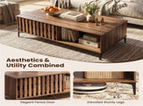 47 Inch Mid-Century Coffee with Storage Cabinets & Open Compartment, Walnut Wooden Look Accent 06885570
