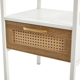 15.75" Rattan End table with drawer, Modern nightstand, metal legs,side table for living room, W1265121753
