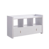 White Entryway Shoe Bench, Three Shelves Organizer with Storage Drawer B107131297