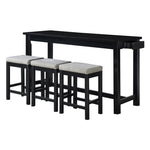 ZUN 4pc Counter Height Dining Set Black Finish Counter Height Table w Drawer Built-in USB Ports Power B011P151854