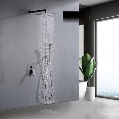 ZUN Shower System Shower Faucet Combo Set Wall Mounted with 10" Rainfall Shower Head and handheld shower W92856802