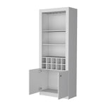 ZUN Clover Bar Cabinet, with wine storage and thre shelves B128P189933