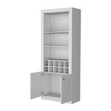 ZUN Clover Bar Cabinet, with wine storage and thre shelves B200P189933