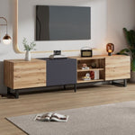 ZUN Modern TV with 3 Cabinets& Open Shelves, Color-matching Media Console Table for TVs up to 80'', WF319402AAQ