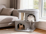 26" Compact Cat Tree with 2 Condos & Sisal Scratching Posts, Anti-Tip Cat Tower for Small Spaces 29418912