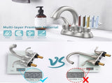 Bathroom Faucet 2-Handle Brushed Nickel with Aerator, Swan Style 4-inch Centerset Vanity Sink with 56283642