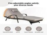 Outdoor Wicker Long Reclining Chair Set of 2 with Cushions, Wicker Reclining Lounge Chair Lawn W874P264727