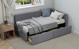 Modern Style Twin Size L Shape Corner Bed, Linen Upholstered Daybed with Two Storage Drawers,Gray N701P263819G