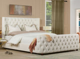 Brooklyn Queen Tufted Panel Bed Headboard and Footboard Set, Antique White Polyester B2719P238196