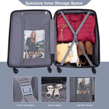 Expandable 3 Piece Luggage Sets PC Lightweight & Durable Suitcase with Two Hooks, Spinner Wheels, W284104374