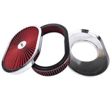 12 x 2'' Oval Air Cleaner Super Flow Washable Element Red for Chevy Ford Classic 5-1/8 Carb Neck 4 74243879