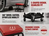 Heavy Duty CFrame Rolling Mechanic Stool, Garage Shop Seat with Divided Tool Storage Tray, Padded 18083838